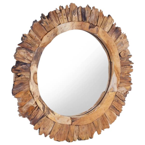 vidaXL Väggspegel rund 38 cm teak Brun