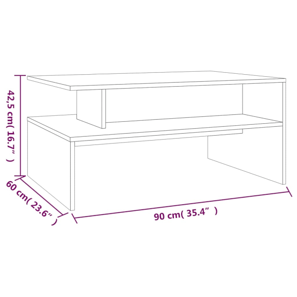 vidaXL Soffbord rökfärgad ek 90x60x42,5 cm konstruerat trä Brun
