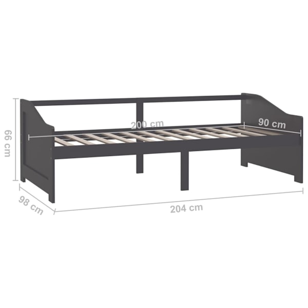 vidaXL Dagbädd 3-sits mörkgrå massiv furu 90x200 cm grå