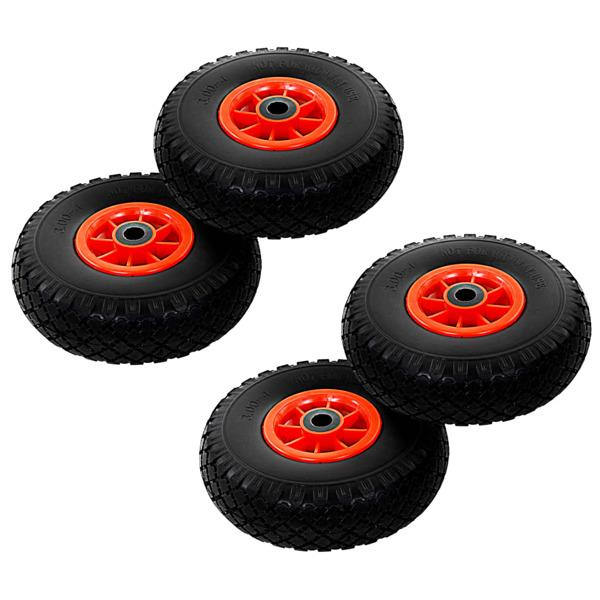 vidaXL Hjul för säckkärra 4 st massiv PU 3.00-4 (260x85) Svart
