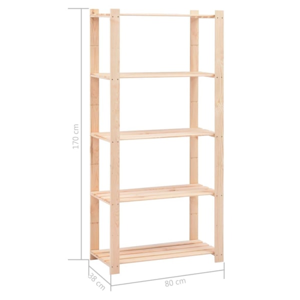 vidaXL Förvaringshylla 5 hyllor 10 st 80x38x170 cm massiv furu 250 kg Beige
