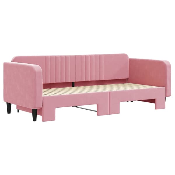vidaXL Dagbädd utdragbar rosa 90x200 cm sammet Rosa