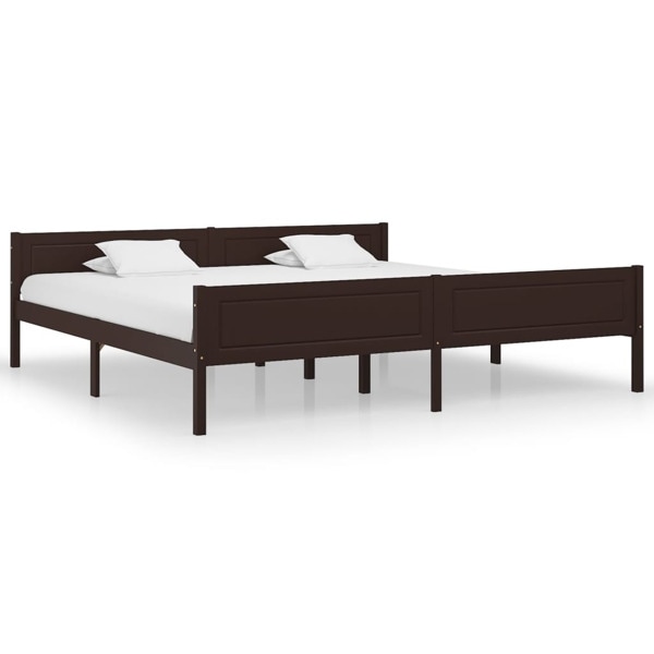 vidaXL Sängram massiv furu mörkbrun 200x200 cm Brun