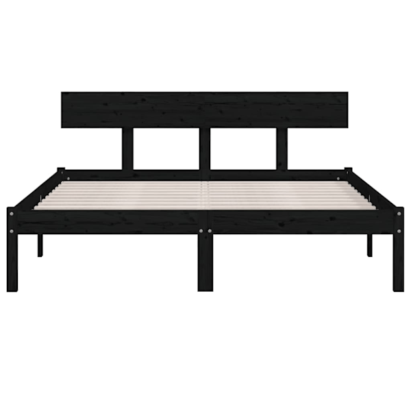 vidaXL Sängram svart massiv furu 120x200 cm Svart