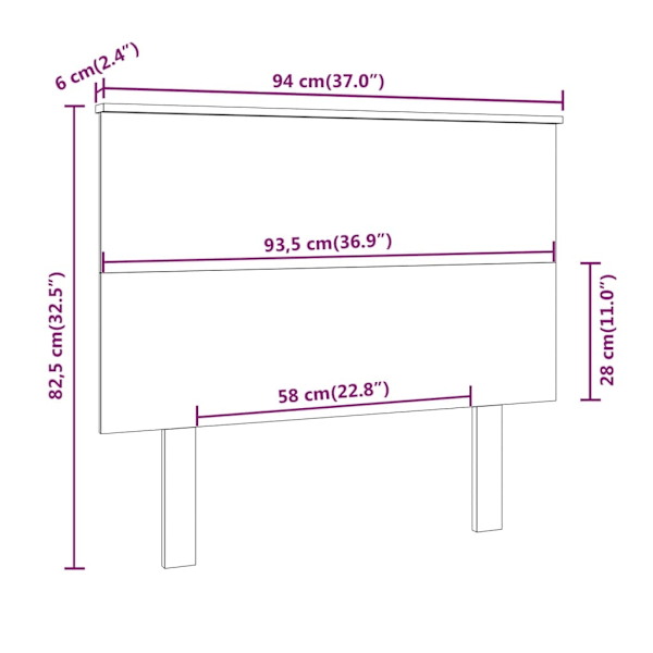vidaXL Sänggavel 94x6x82,5 cm massiv furu Brun