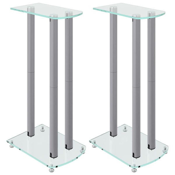 vidaXL vidaL Högtalarstativ 2 st härdat glas 3 pelare silver Silver