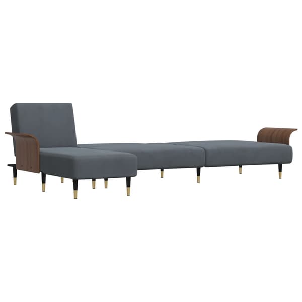 vidaXL L-formad bäddsoffa mörkgrå 279x140x70 cm sammet Grå