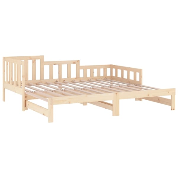 vidaXL Utdragbar dagbädd 2x(90x200) cm massiv furu Brun