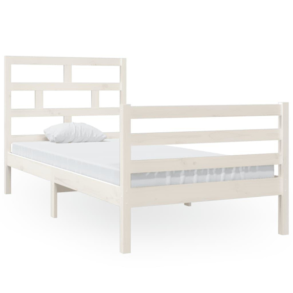 vidaXL Sängram vit massiv furu 90x200 cm enkelsäng Vit