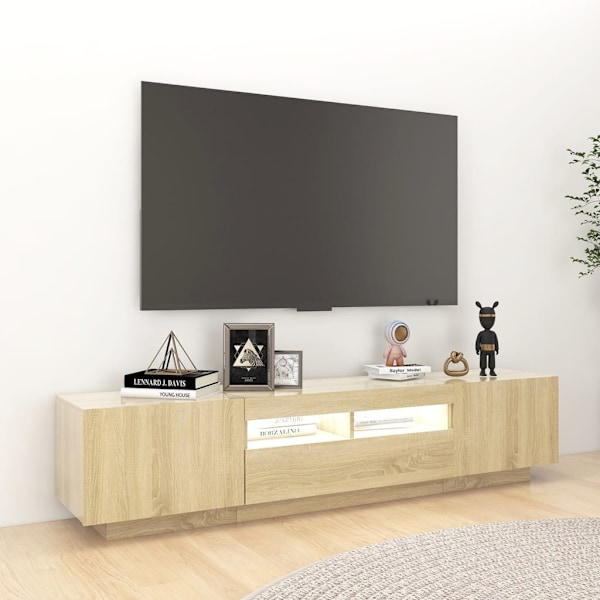 vidaXL TV-bänk med LED-belysning sonoma-ek 180x35x40 cm Brun