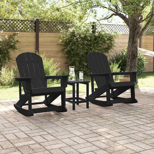 vidaXL Adirondack Gungstolar 2 st 2-sits Svart HDPE art