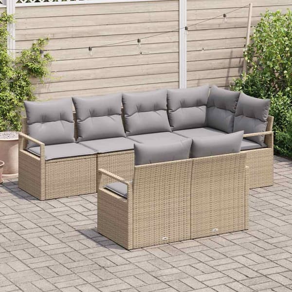vidaXL Soffset 7 st Beige konstrotting Beige