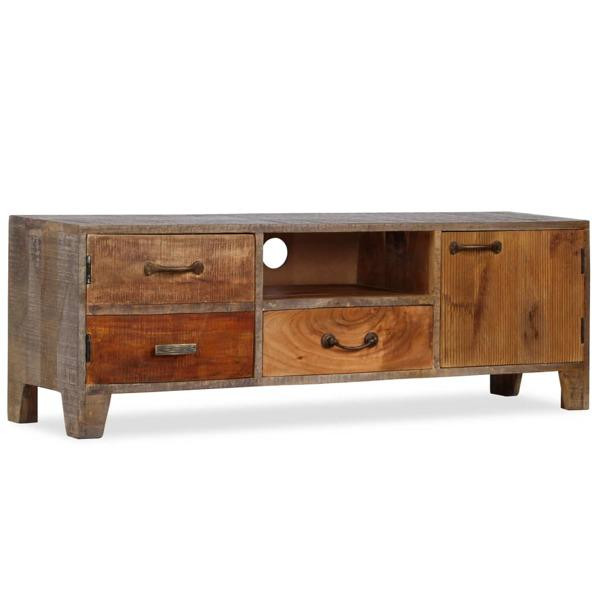 vidaXL TV-bänk massivt trä vintage 118x30x40 cm Brun
