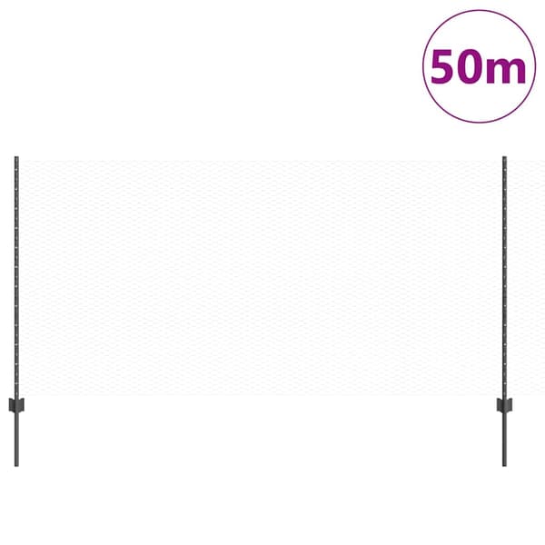 vidaXL Utomhus hexagonal stängsel med stolpe 50 x 1,2 m Grå Mesh Grå