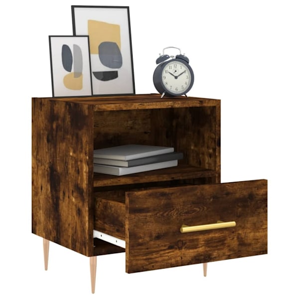 vidaXL Sängbord 2 st rökfärgad ek 40x35x47,5 cm konstruerat trä Brun