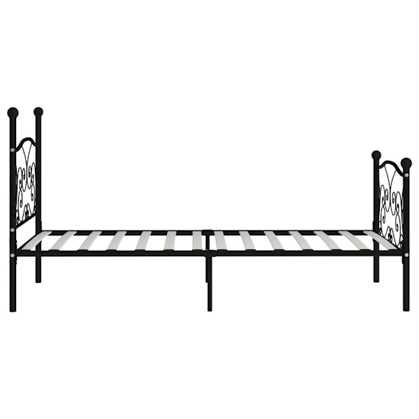 vidaXL Sängram utan madrass med ribbotten svart metall 90x200 cm Svart