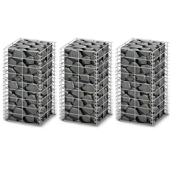 vidaXL Gabionkorg 3-pack galvaniserad tråd 25x25x50cm Silver