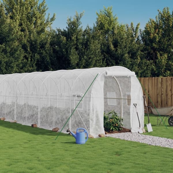 vidaXL Växthus med stålram vit 12 m² 6x2x2 m Vit