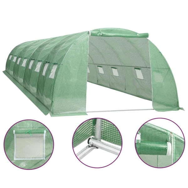 vidaXL Växthus 32 m² 8x4x2 m Grön
