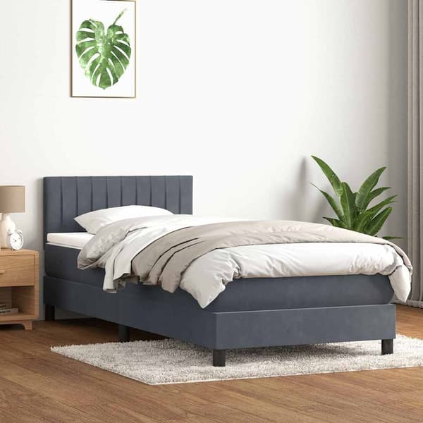 vidaXL Ramsäng med madrass mörkgrå 80x210 cm sammet Grå
