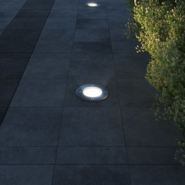 vidaXL Markbelysning rund 3-pack Silver