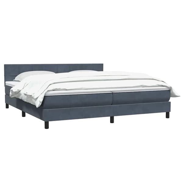 vidaXL Ramsäng med madrass mörkgrå 180x210 cm sammet Grå