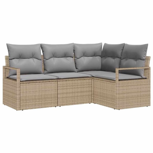 vidaXL Soffset 4 pcs Beige konstrotting Beige