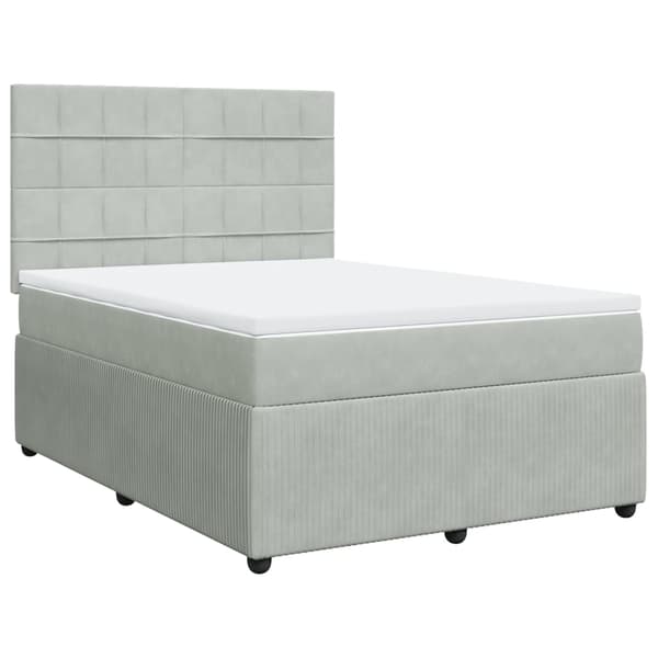 vidaXL Ramsäng med madrass ljusgrå 160x200 cm sammet Grå