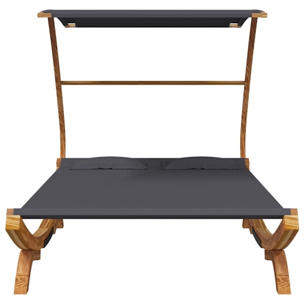 vidaXL Solsäng med tak 165x203x138 cm massivt böjträ antracit Antracit