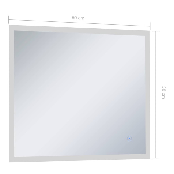 vidaXL Badrumsspegel LED med touch-sensor 60x50 cm Silver