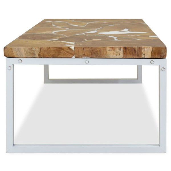 vidaXL Soffbord teak och harts 110x60x40 cm Vit