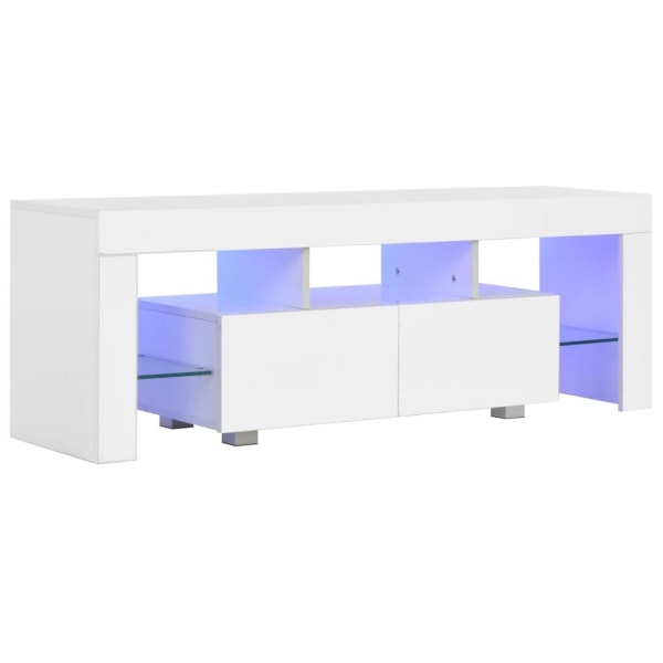 vidaXL TV-bänk med LED-lampor högglans vit 130x35x45 cm Vit