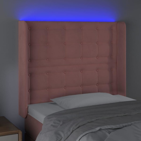 vidaXL Sänggavel LED rosa 103x16x118/128 cm sammet Rosa