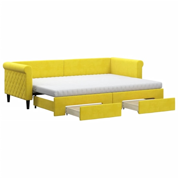 vidaXL Dagbädd utdragbar med lådor gul 80x200 cm sammet Gul