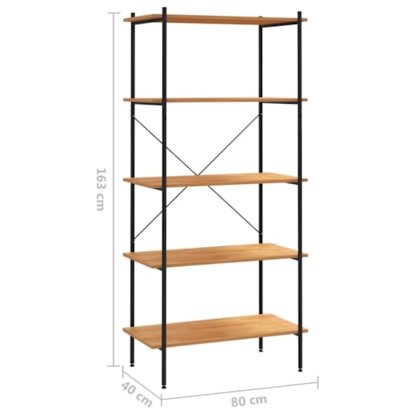 vidaXL Hyllenhet med 5 hyllplan svart och ek 80x40x163 cm Svart
