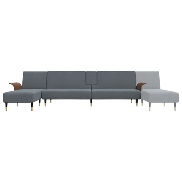 vidaXL L-formad bäddsoffa mörkgrå 279x140x70 cm sammet Grå