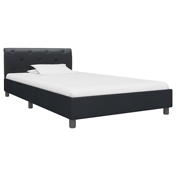 vidaXL Sängram svart konstläder 90x200 cm Svart