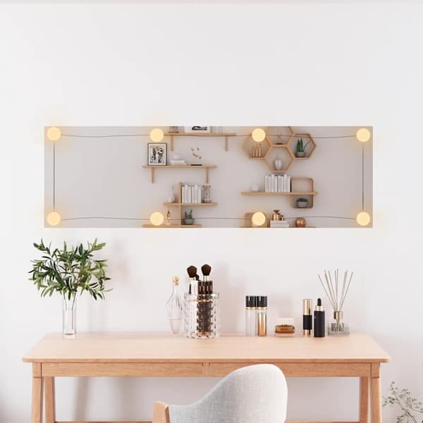 vidaXL Väggspegel med LED-belysning 30x100 cm glas rektangulär Silver