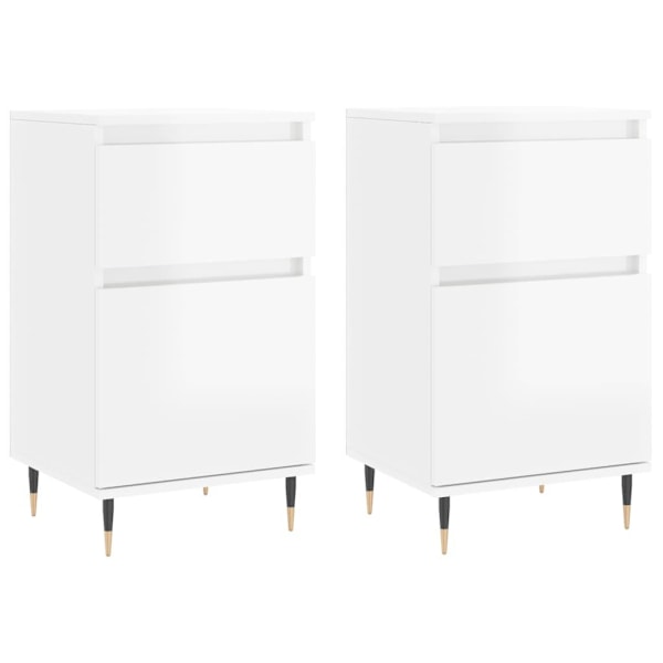 vidaXL Byråer 2 st vit högglans 40x35x70 cm konstruerat trä Vit