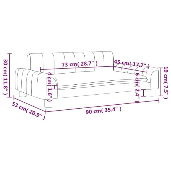 vidaXL Barnsoffa gräddvit 90x53x30 cm tyg Kräm