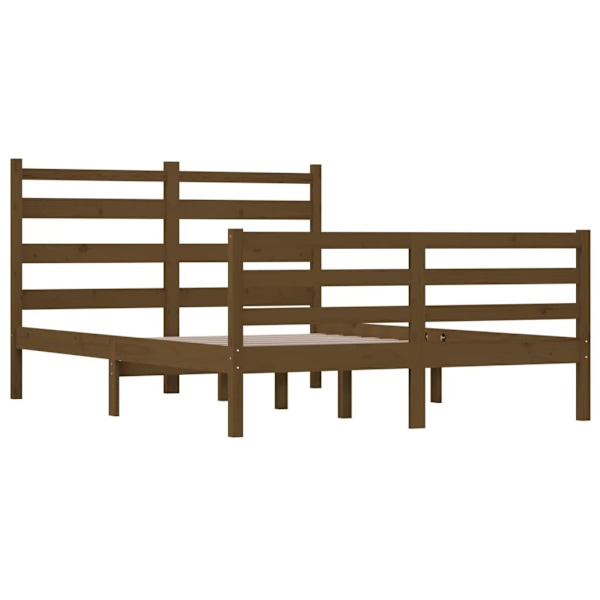 vidaXL Sängram massiv furu 160x200 cm honungsbrun Brun