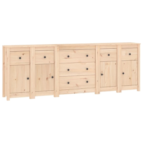 vidaXL Skänk vit 230x35x80 cm massiv furu Brun