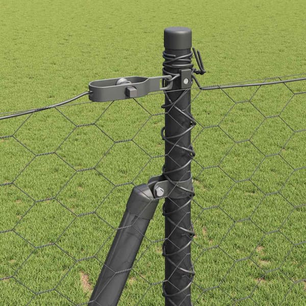 vidaXL Hexagonal stängsel med betongfundament 100 x 1,5 m Grå Mesh Grå
