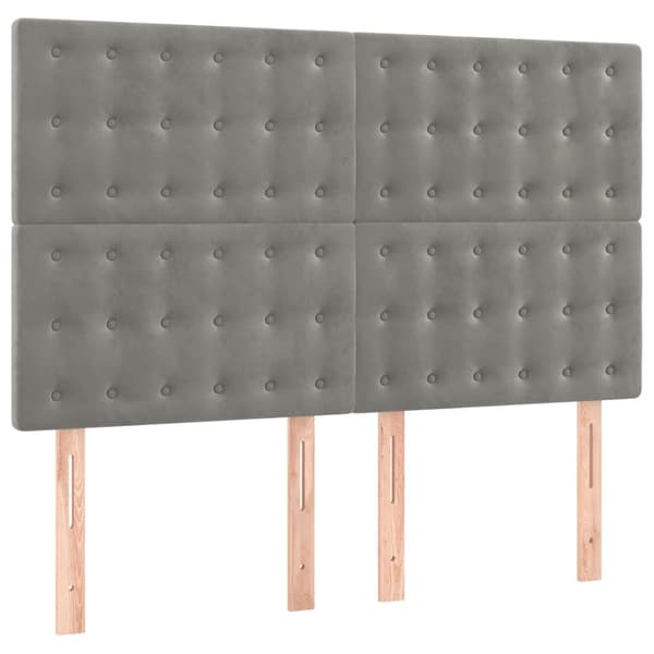 vidaXL Ramsäng med madrass ljusgrå 140x200 cm sammet Grå