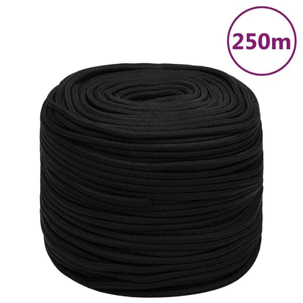 vidaXL Rep svart 8 mm 250 m polyester art