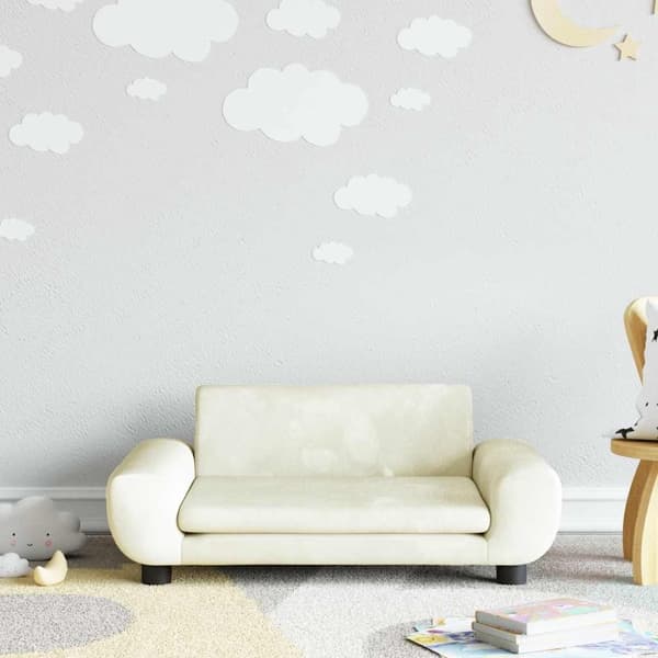 vidaXL Barnsoffa gräddvit 70x45x33 cm sammet Kräm