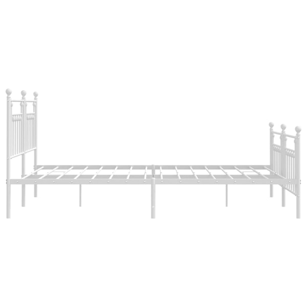 vidaXL Sängram med huvudgavel och fotgavel vit metall 160x200 cm Vit