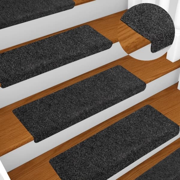 vidaXL Trappmattor självhäftande 10 st 65x21x4 cm mörkgrå rektangulär kant grå