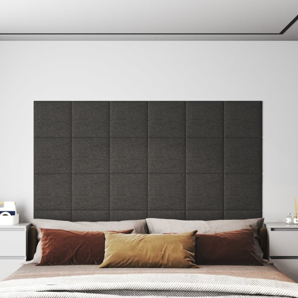 vidaXL Väggpaneler 12 st mörkgrå 30x30 cm tyg 1,08 m² Grå