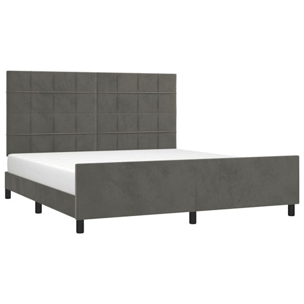 vidaXL Sängram med huvudgavel mörkgrå 180x200 cm sammet Grå